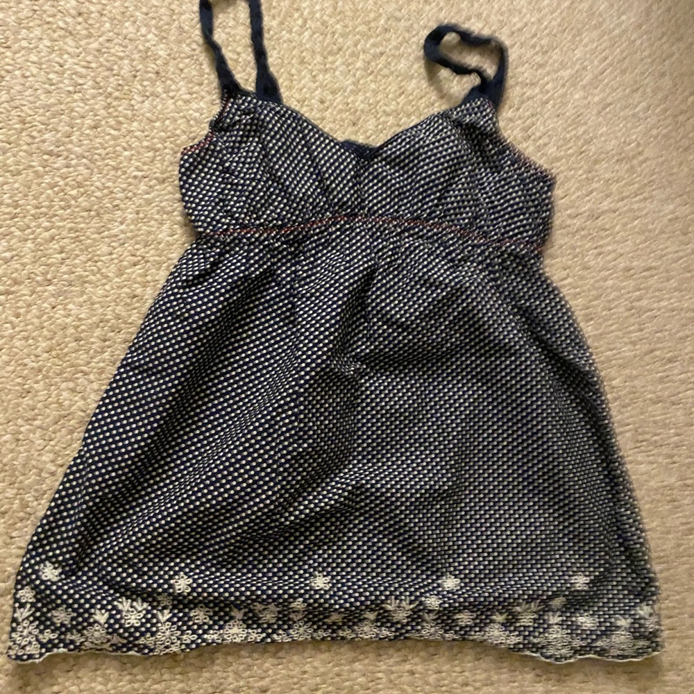 Calvin Klein navy and white babydoll top